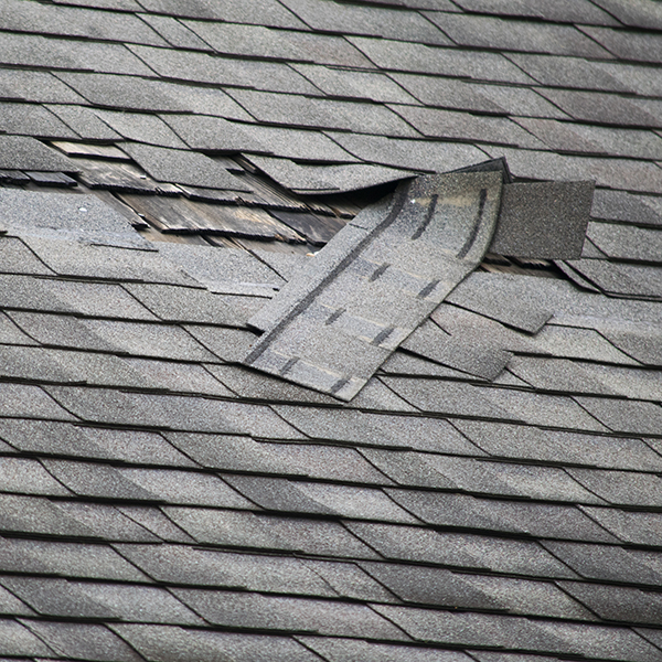 Missing and falling roof shingles after hail storm